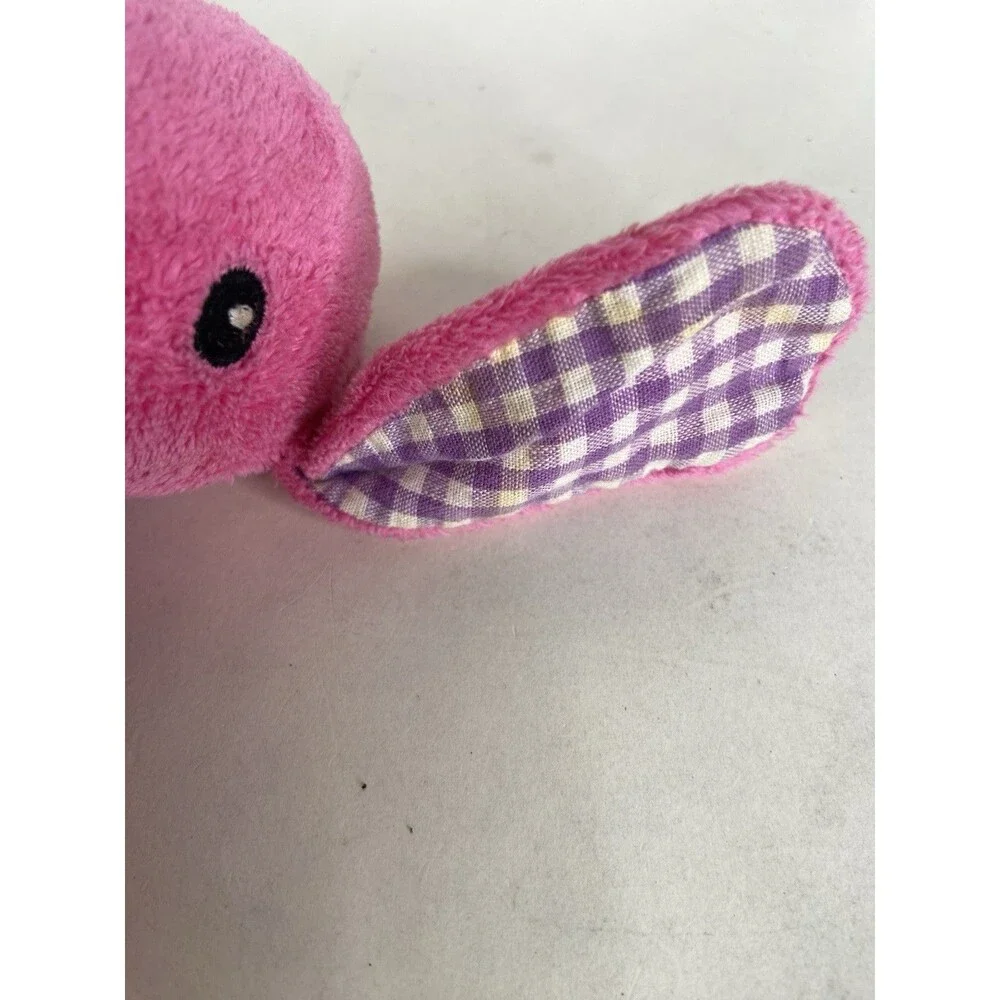 Old Navy Pink Bunny Rabbit Plush Stuffed Animal Toy Purple White Gingham Ears